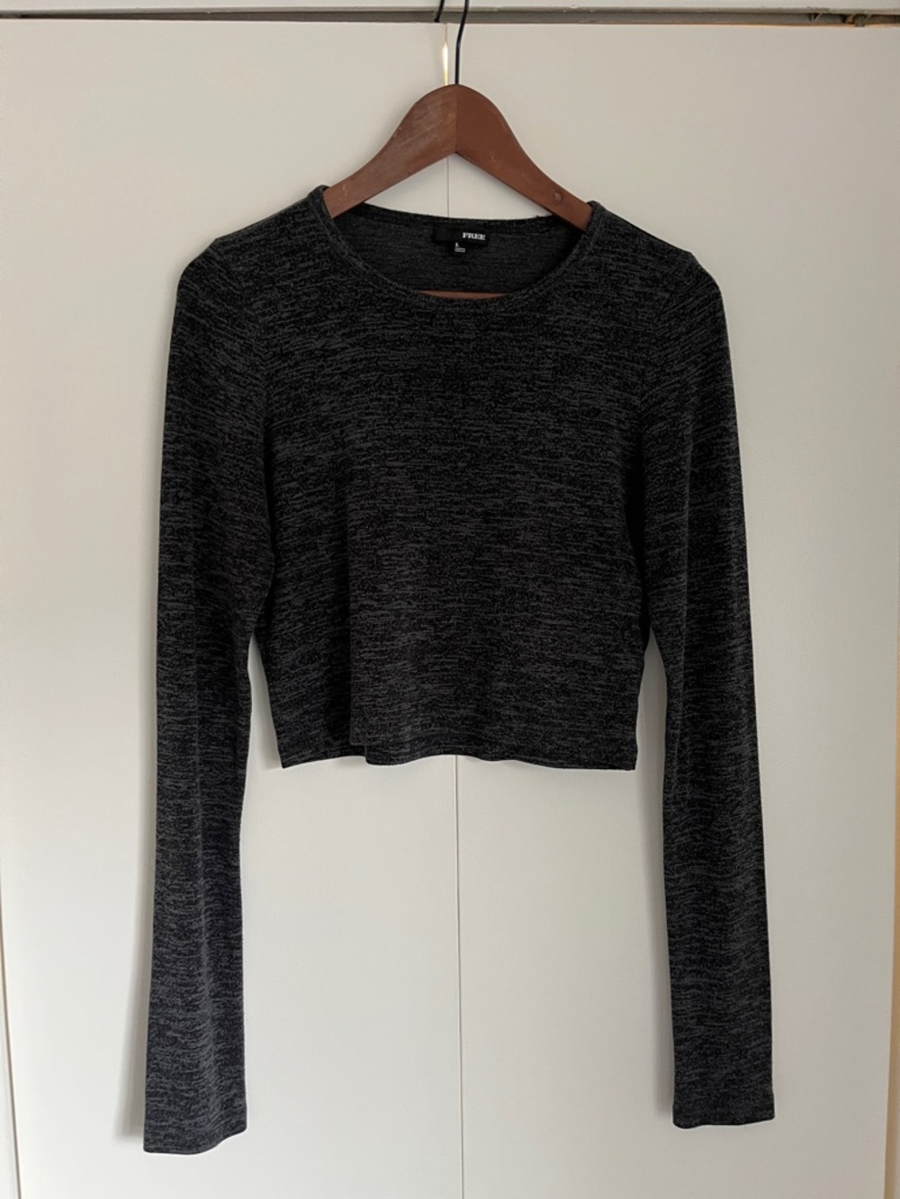 Aritzia Black Heather Long-Sleeve Crop Tee